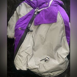 NWOT lelepet purple and silver dog winter reflective coat, Size M